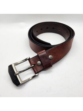 Levi Strauss & Co. Brown Leather Belt Silver Tone Buckel Unisex  Sz